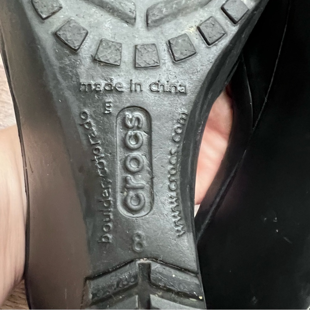 CROCS Women's Classic Black Slide Wedge 3 Inch Sandals Size 8 - Picture 6 of 6